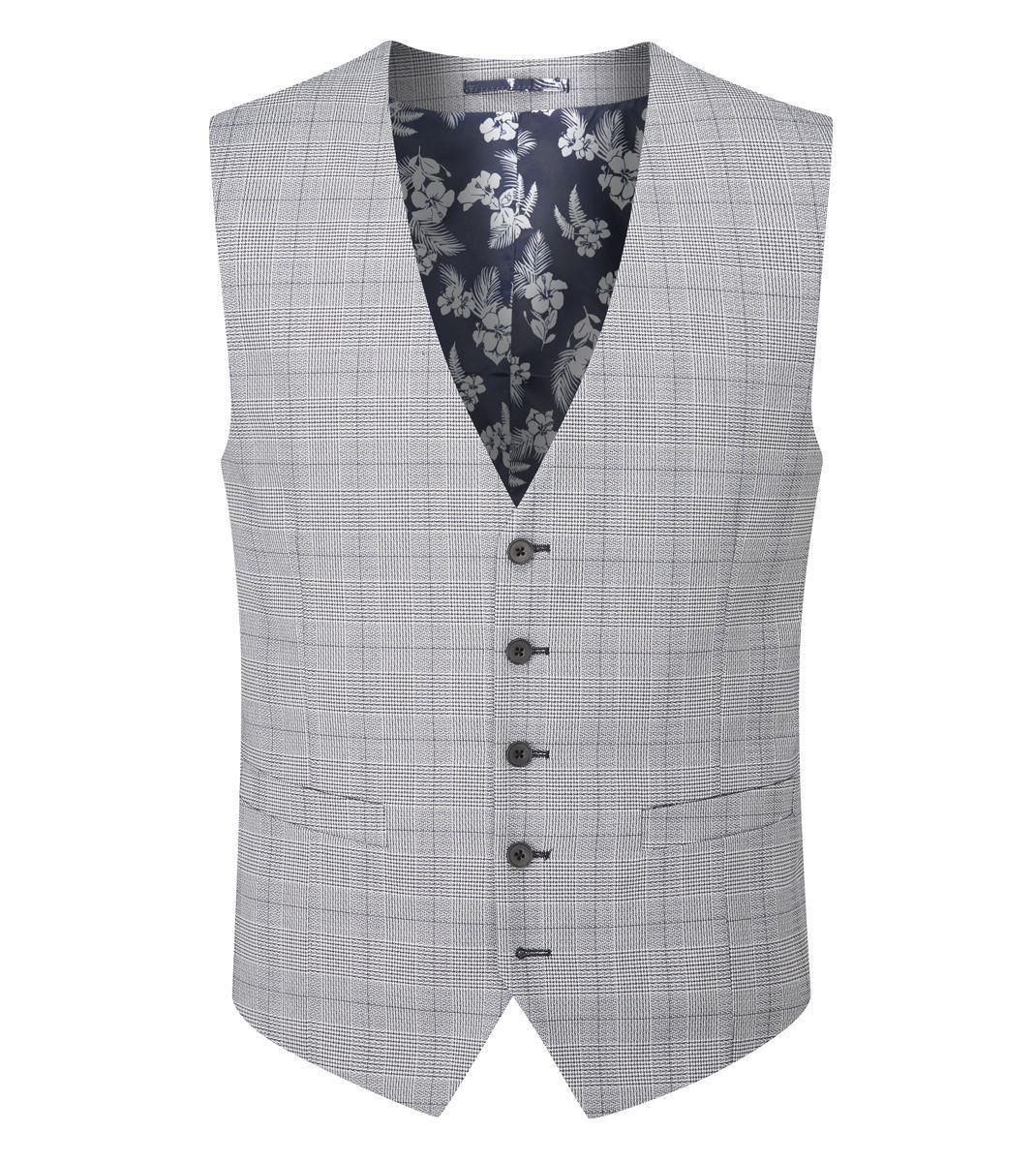 Skopes Men's Anello Check Pattern Waist Coat in Grey 34 to 62 Regular