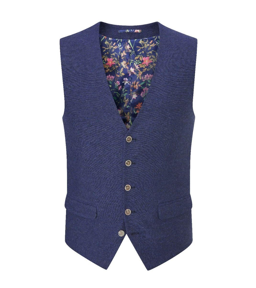 Skopes Men's Jude Waist Coat Herringbone in Navy 34 to 62 Regular