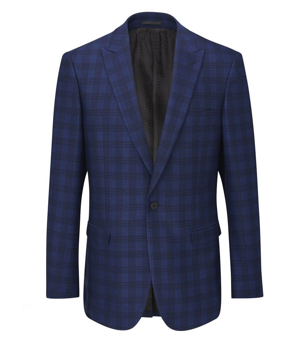 Skopes Men's Felix Slim Fit Check Jacket in Blue 38 to 48 Short to Long