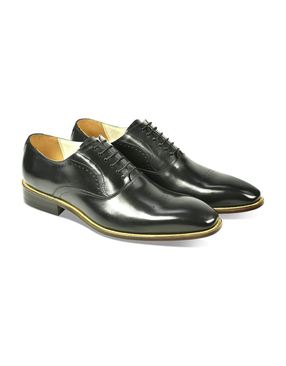 AZOR Mens Semi - Square Pompei Oxford Lace Up Shoes Black UK 7 to UK 12