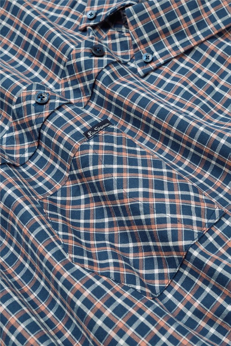 Ben Sherman Classic Button Down Collar Overcheck Short Sleeve Men's Shirt