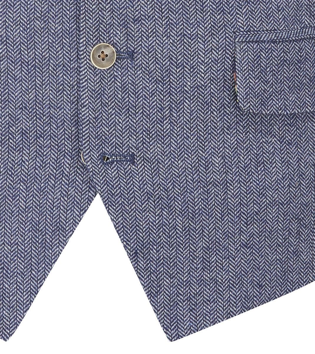 Skopes Men's Jude Waist Coat Herringbone in Blue 34 to 62 Regular