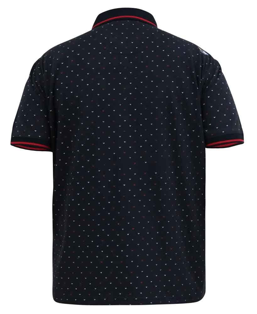 D555 Men's ASHWELL Polo Shirt With Jacquard Collar Cuffs in Dark Navy 2XL to 5XL