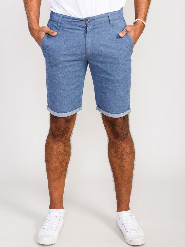 D555 Men's ALDERTON Stretch Chambray Shorts in Navy 42 to 56