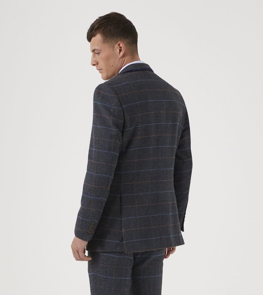 Skopes Tailored Fit Wool Blend Check Suit Jacket Doyle in Grey 34 to 62