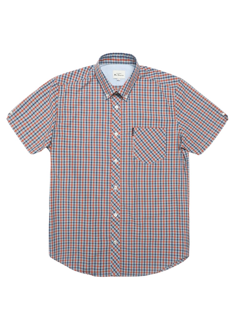 Ben Sherman Signature House Check Short Sleeve Shirt For Mens (0059144) in Pale Blue, 2XL-5XL