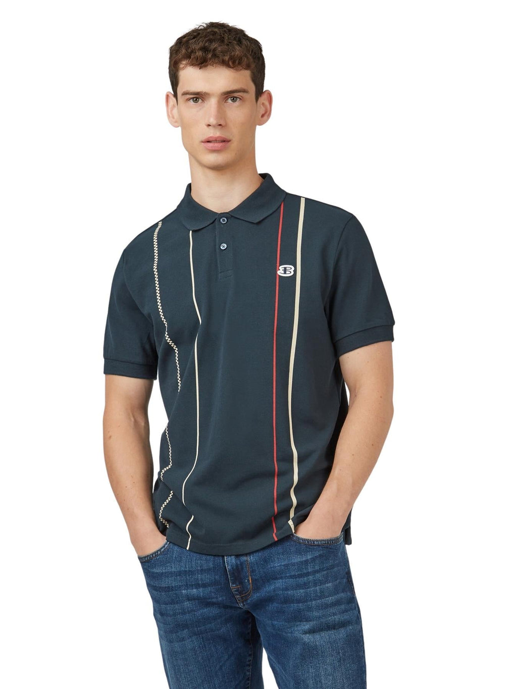 Ben Sherman Men's Plus Size Vertical Stripe Polo 2XL to 5XL