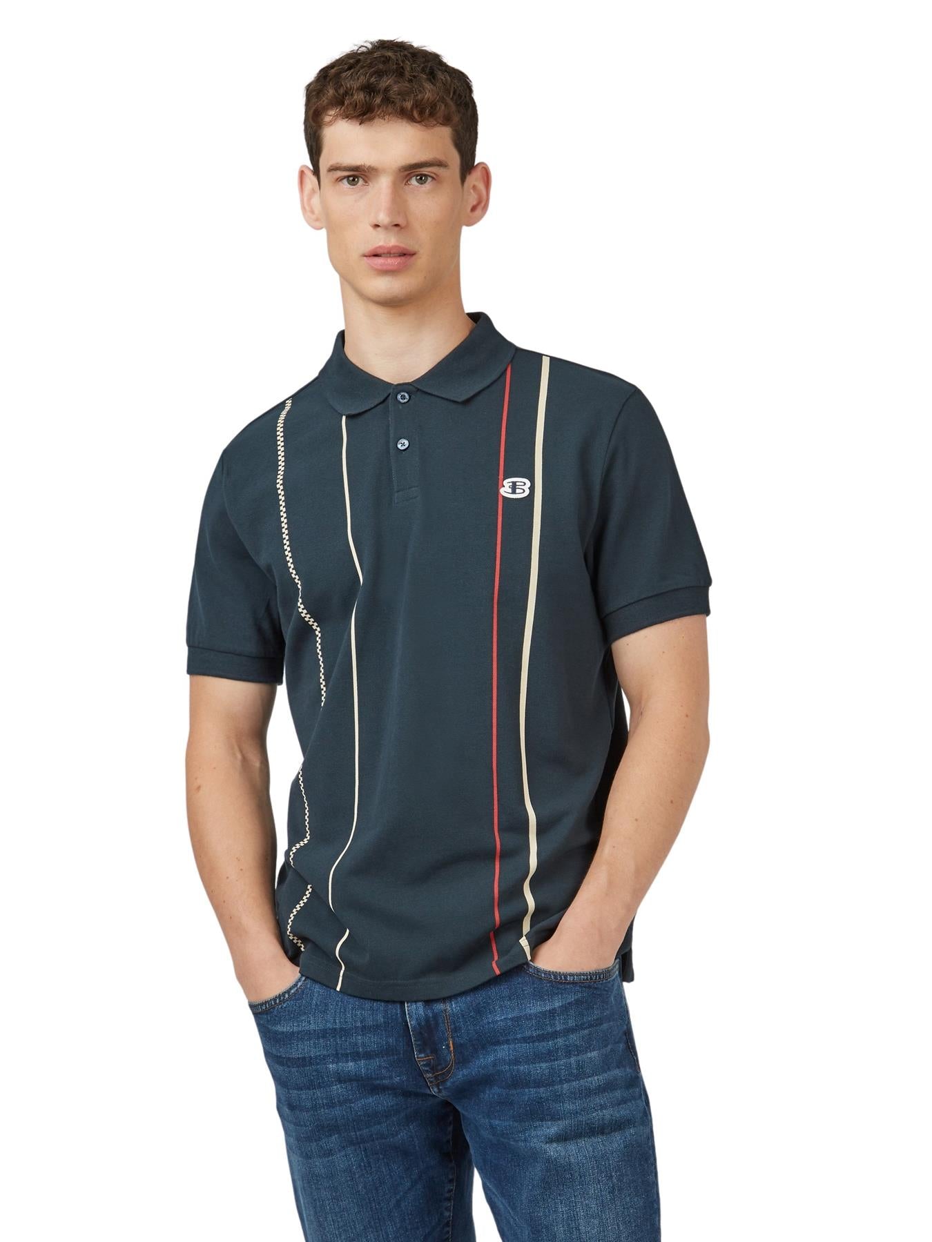 Ben Sherman Men's Plus Size Vertical Stripe Polo 2XL to 5XL