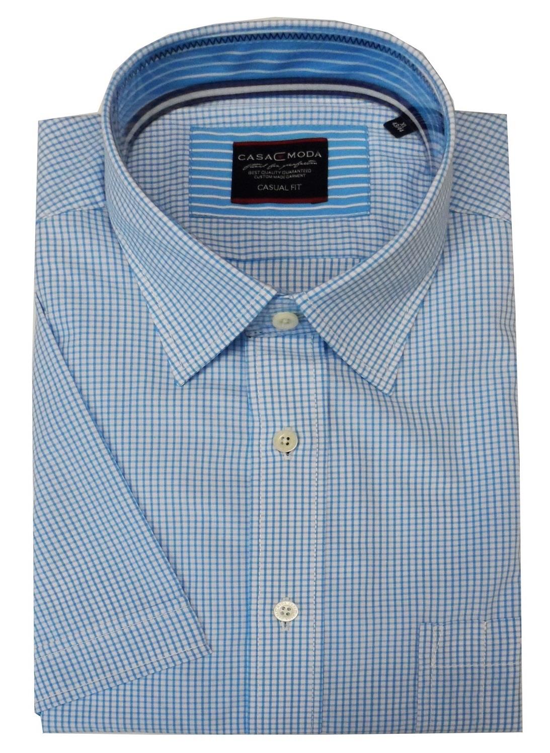 CASA MODA COTTON GINGHAM CHECK SHIRT WITH LAYERED COLLAR,SIZE XL-7XL, 3 OPTIONS