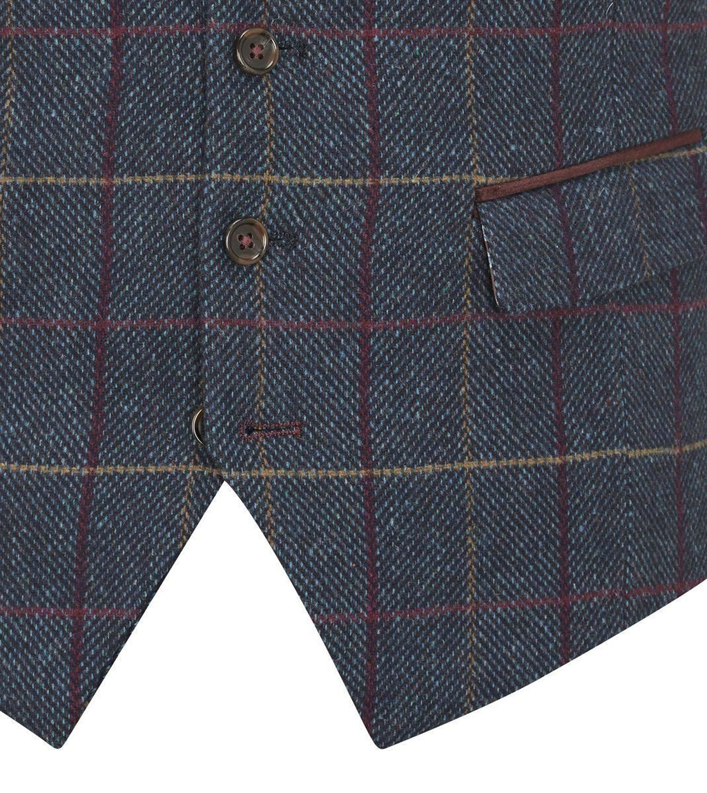 Skopes Men's Doyle Wool Blend Check Waist Coat in Navy 34 to 62 Regular