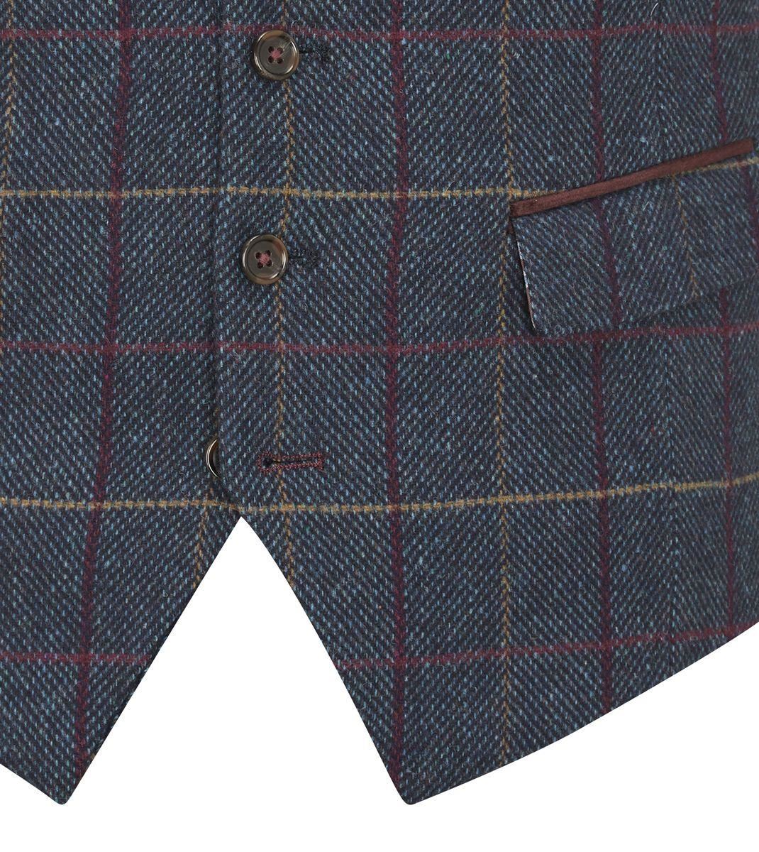 Skopes Men's Doyle Wool Blend Check Waist Coat in Navy 34 to 62 Regular