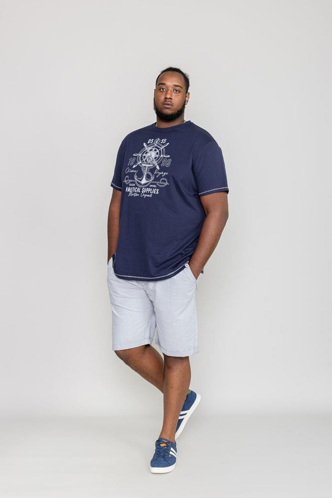 D555 Canterbury Printed Nautical Supplies Crew Neck Tee (601121) Size 3XL-6XL, Navy