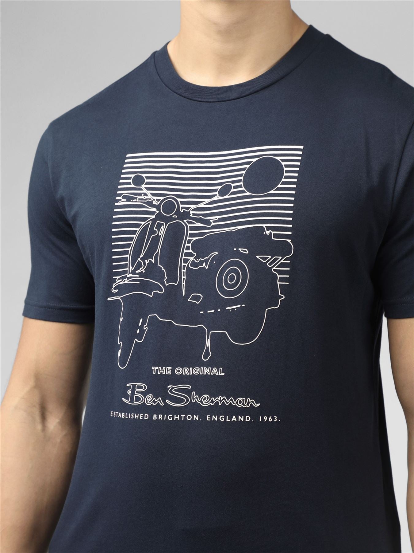 Ben Sherman Summer Scooter Short Sleeve T-Shirt for Mens 0076132) in Navy, 2XL-5XL