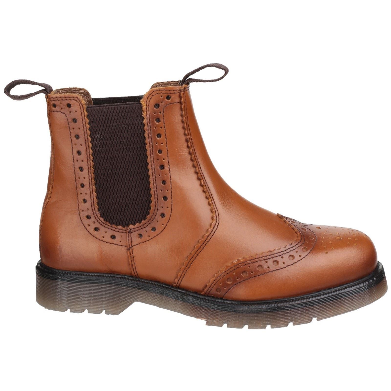 Amblers Mens Boots - Dalby Pull On Brogue Boot in Tan, 3-15