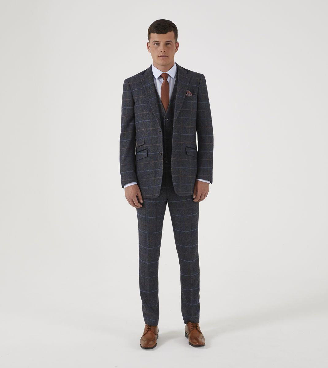 Skopes Men's Doyle Wool Blend Check Waist Coat in Grey 34 to 62 Regular