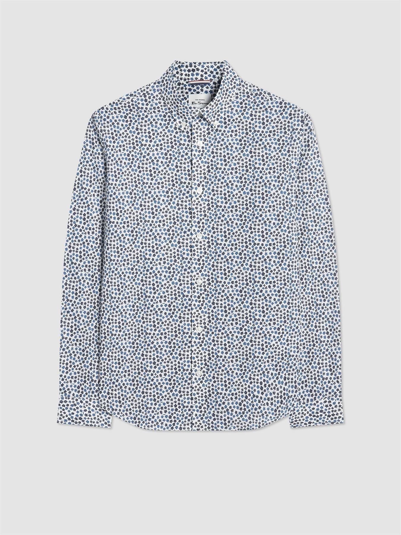 Ben Sherman Ditsy Floral Print Shirt for Mens 0074125IL in White, 2XL-5XL