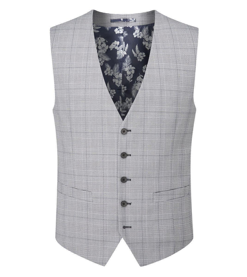 Skopes Men's Anello Check Pattern Waist Coat in Grey 34 to 62 Regular