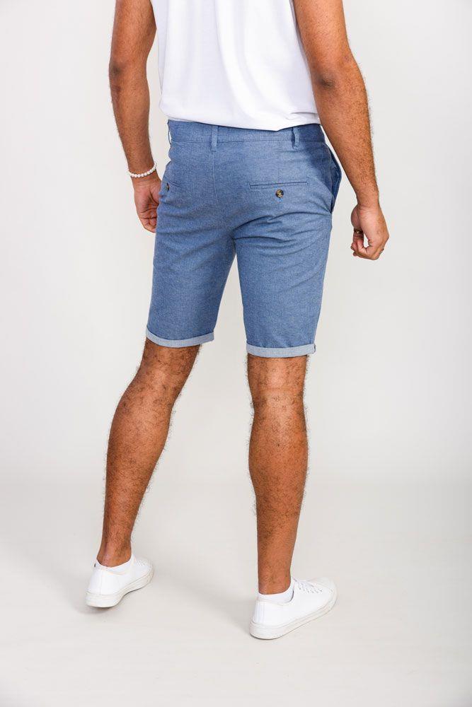 D555 Men's ALDERTON Stretch Chambray Shorts in Navy 42 to 56