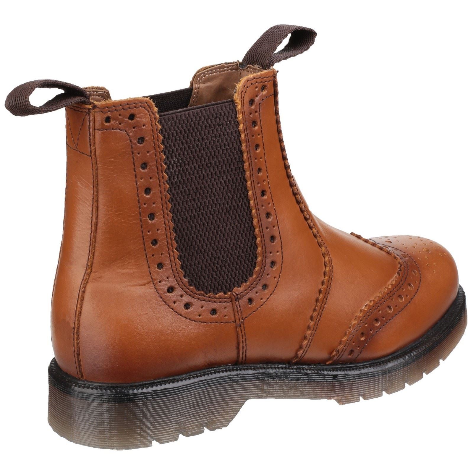 Amblers Mens Boots - Dalby Pull On Brogue Boot in Tan, 3-15