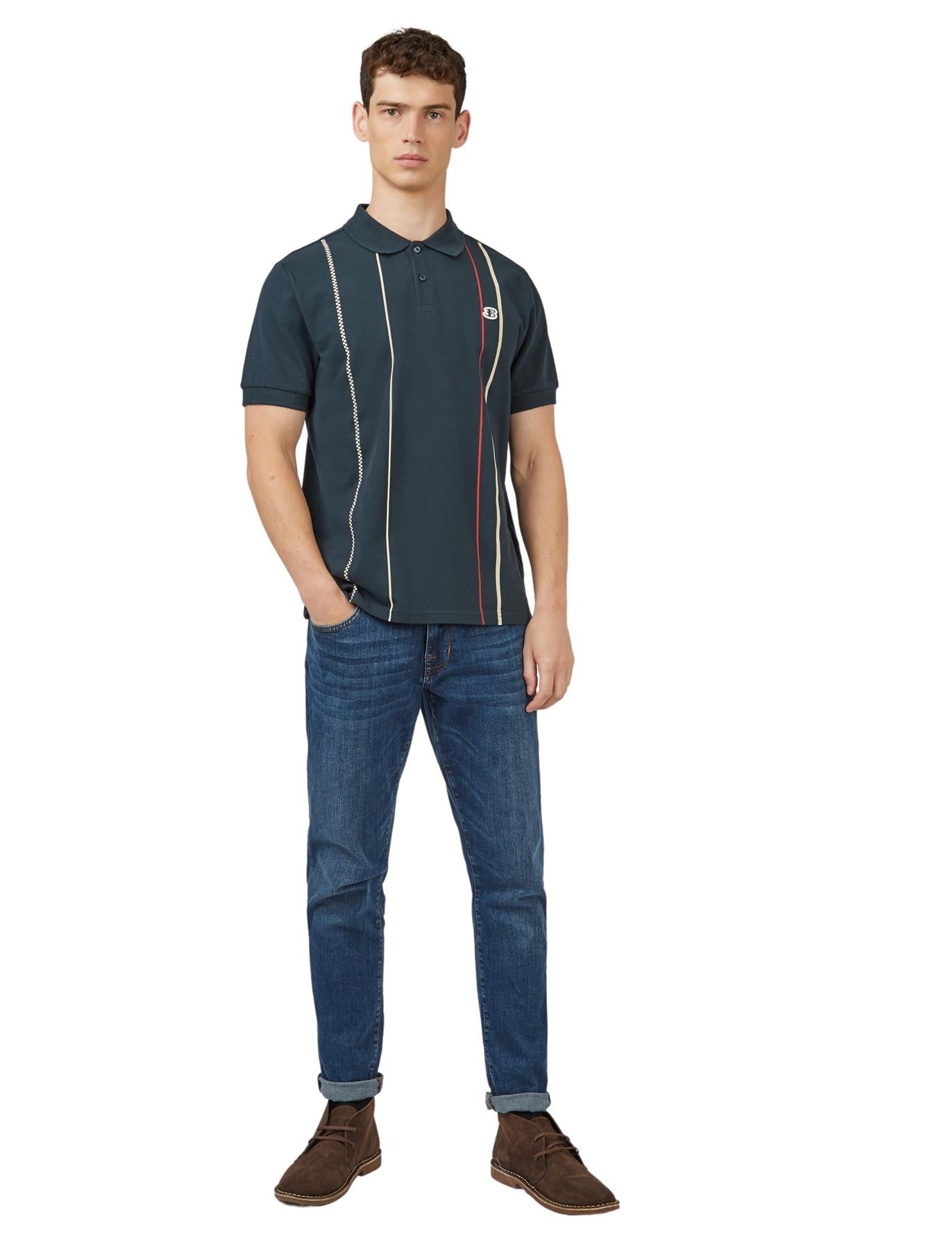 Ben Sherman Men's Plus Size Vertical Stripe Polo 2XL to 5XL