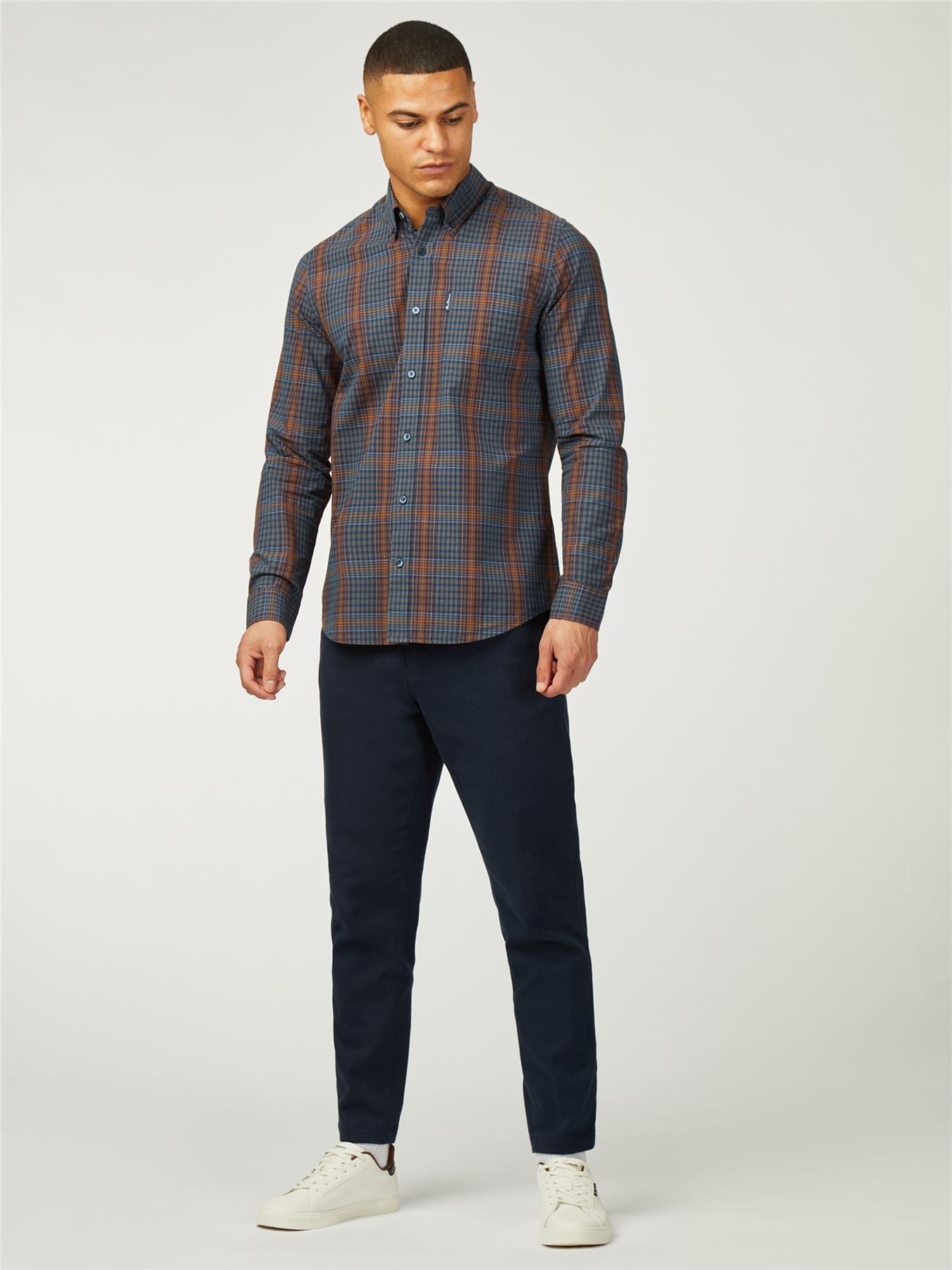Ben Sherman Big Size Multicolour Check Long Sleeve Shirt For Men Size 2XL-5XL, 2 Options