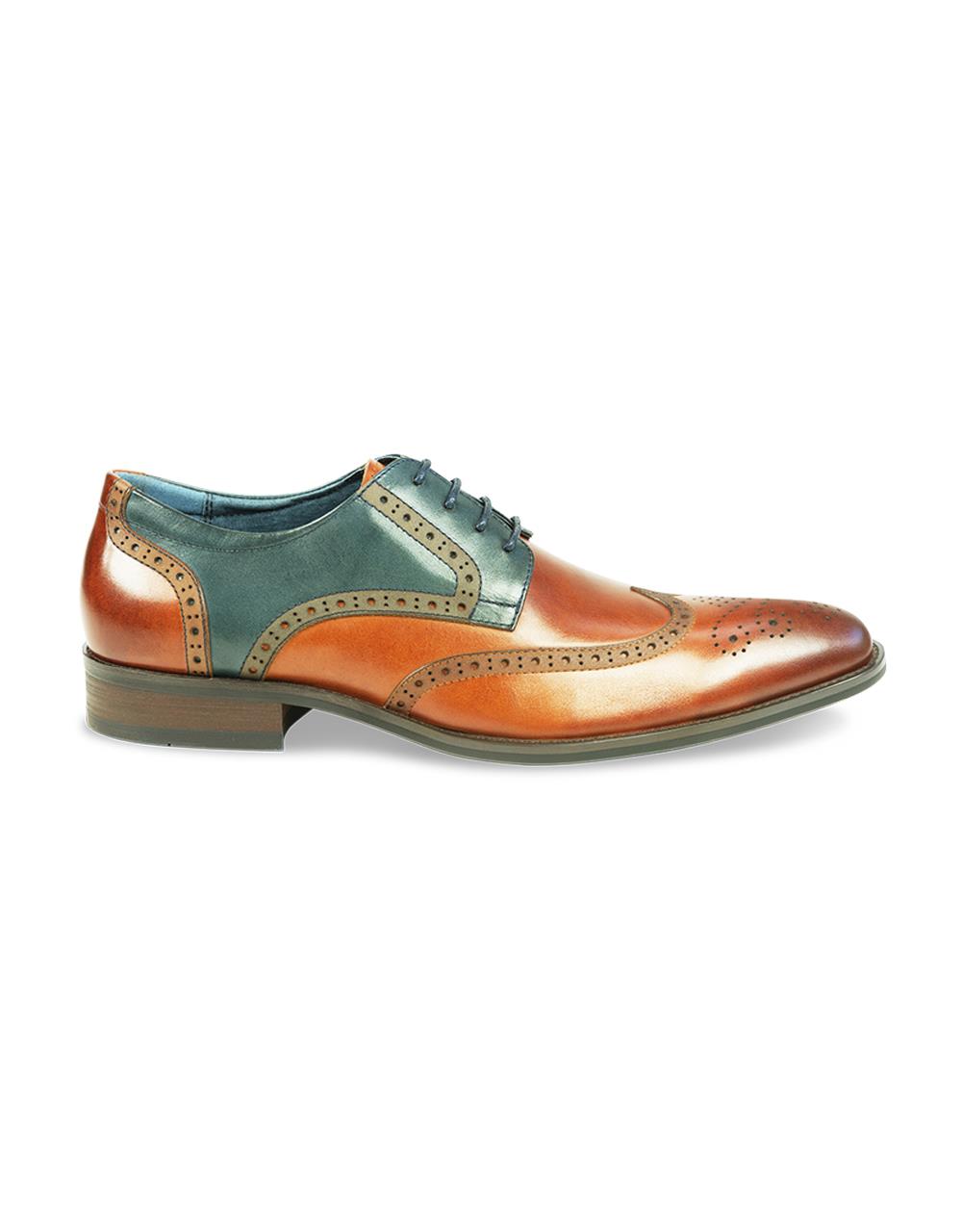 AZOR Mens Oval Long  Missori Wingtip  Lace Up Shoes Tan UK 7 to UK 12