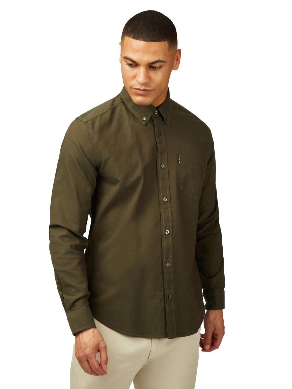 Ben Sherman Big Size Signatue Oxford Long Sleeve Shirt For Men in Camouflage, 2XL-5XL