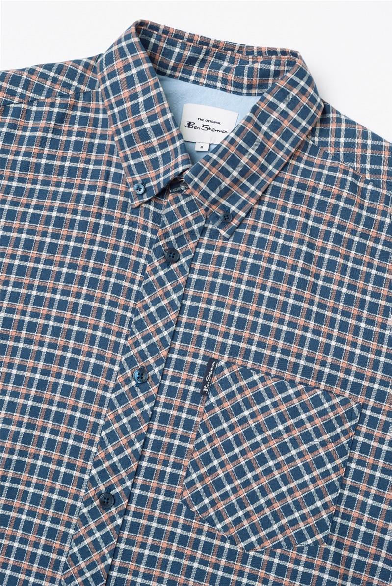 Ben Sherman Classic Button Down Collar Overcheck Short Sleeve Men's Shirt