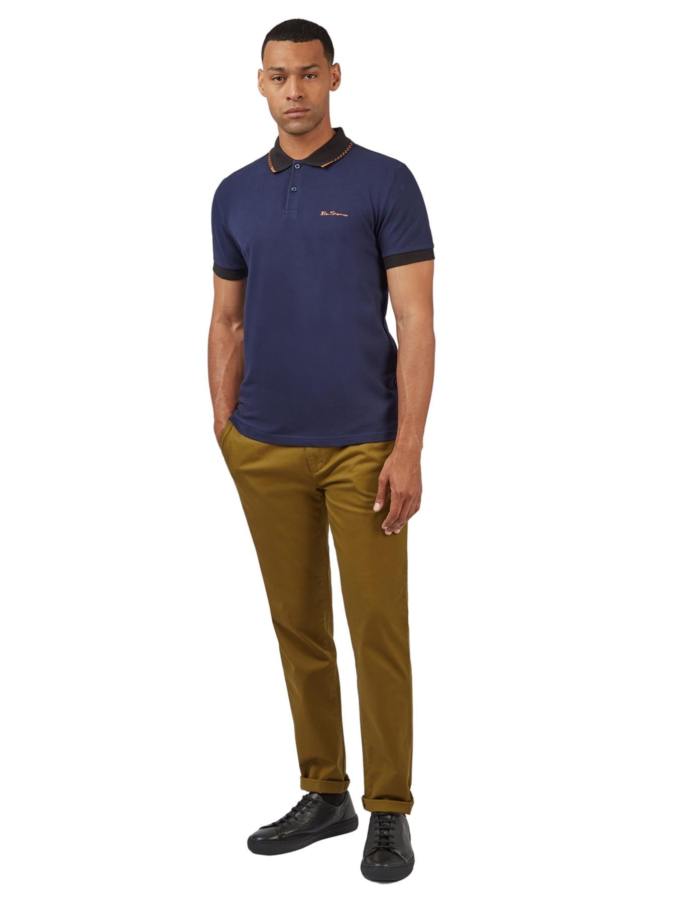 Ben Sherman Men's Plus Size Colour Block Rib Polo 2XL to 5XL