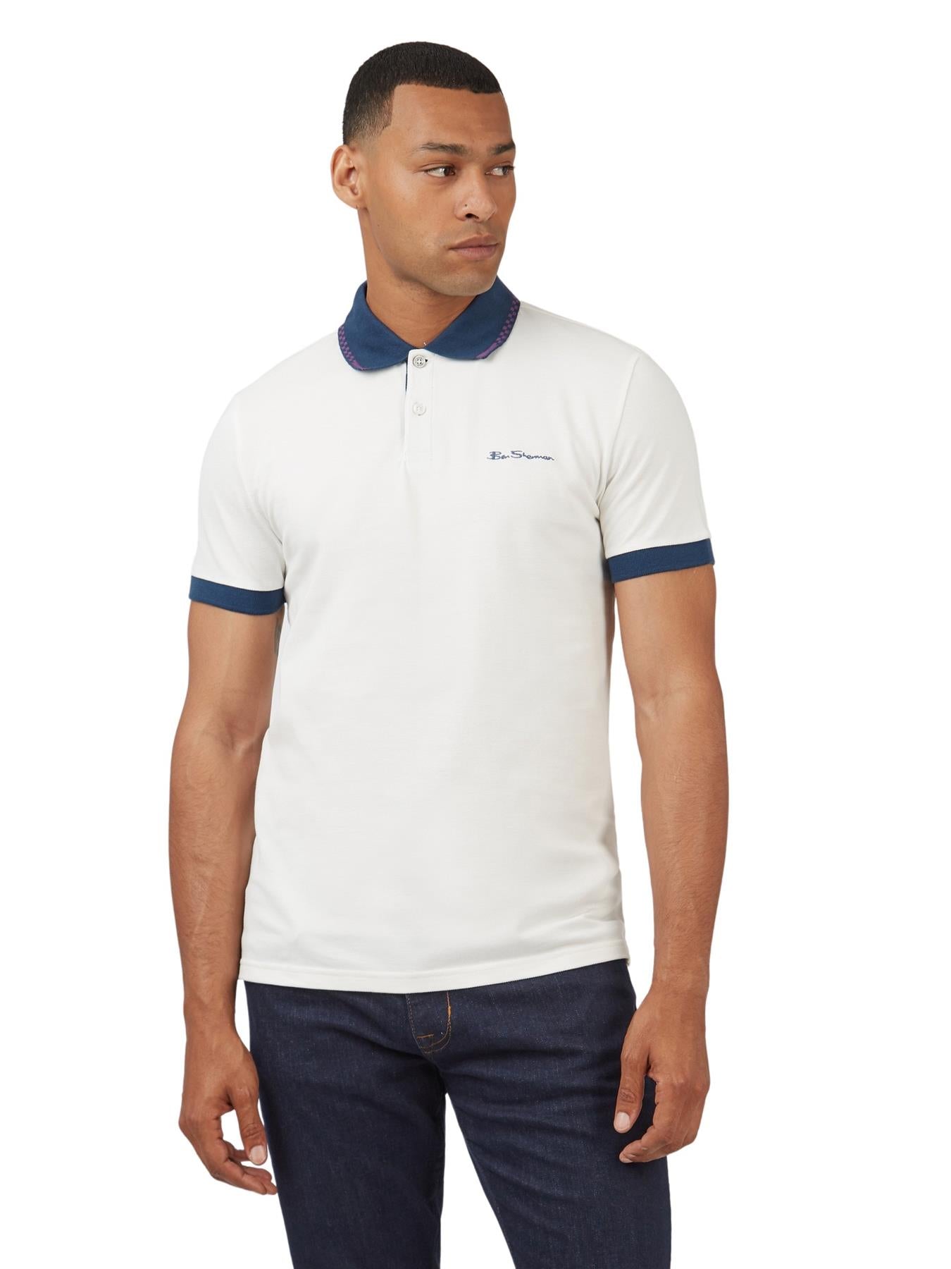 Ben Sherman Men's Plus Size Colour Block Rib Polo 2XL to 5XL
