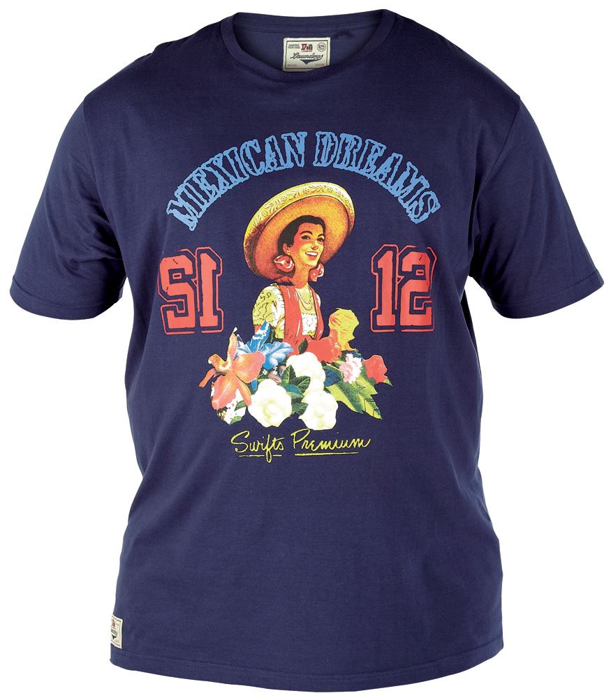 D555 EXTRA TALL COTTON PRINTED TEE SHIRT "MAXICAN DREAMS",SIZE LT-3XLT,2 COLORS