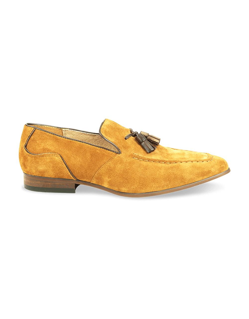 AZOR Mens Semi - Square Bruno Slip On Shoes Tan UK 7 to UK 12