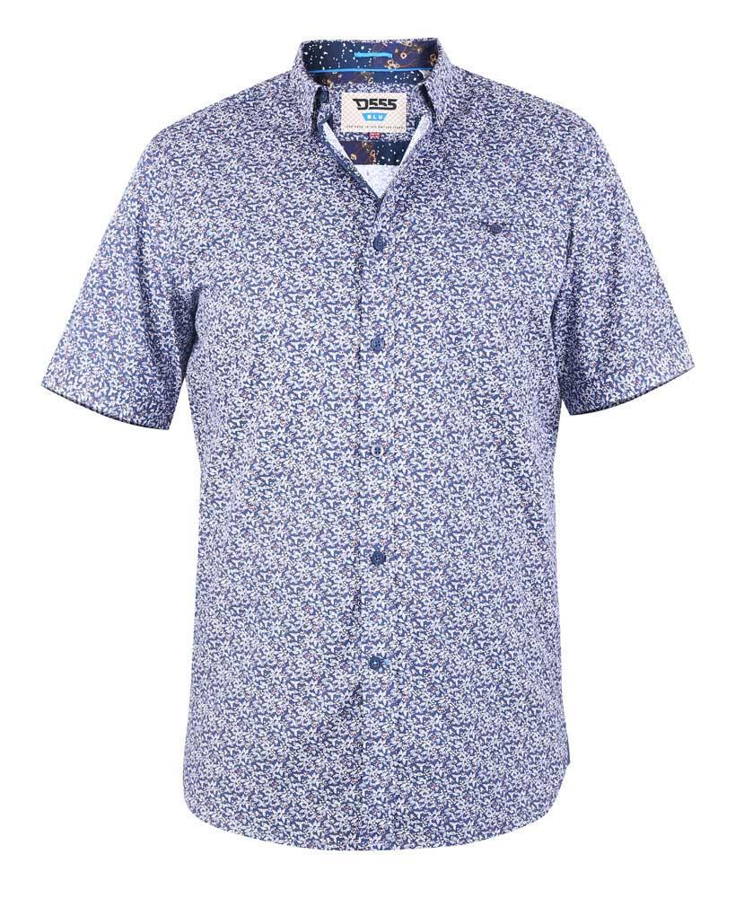 D555 Longmoor Short Sleeve Mini Floral Ao Button Down Printed Shirt (101101) Size 2XL-6XL, Navy