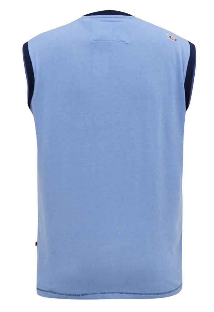 D555 Men's BRETTON Surf Board Printed Sleeveless T-Shirt in Blue marl 2XL to 5XL