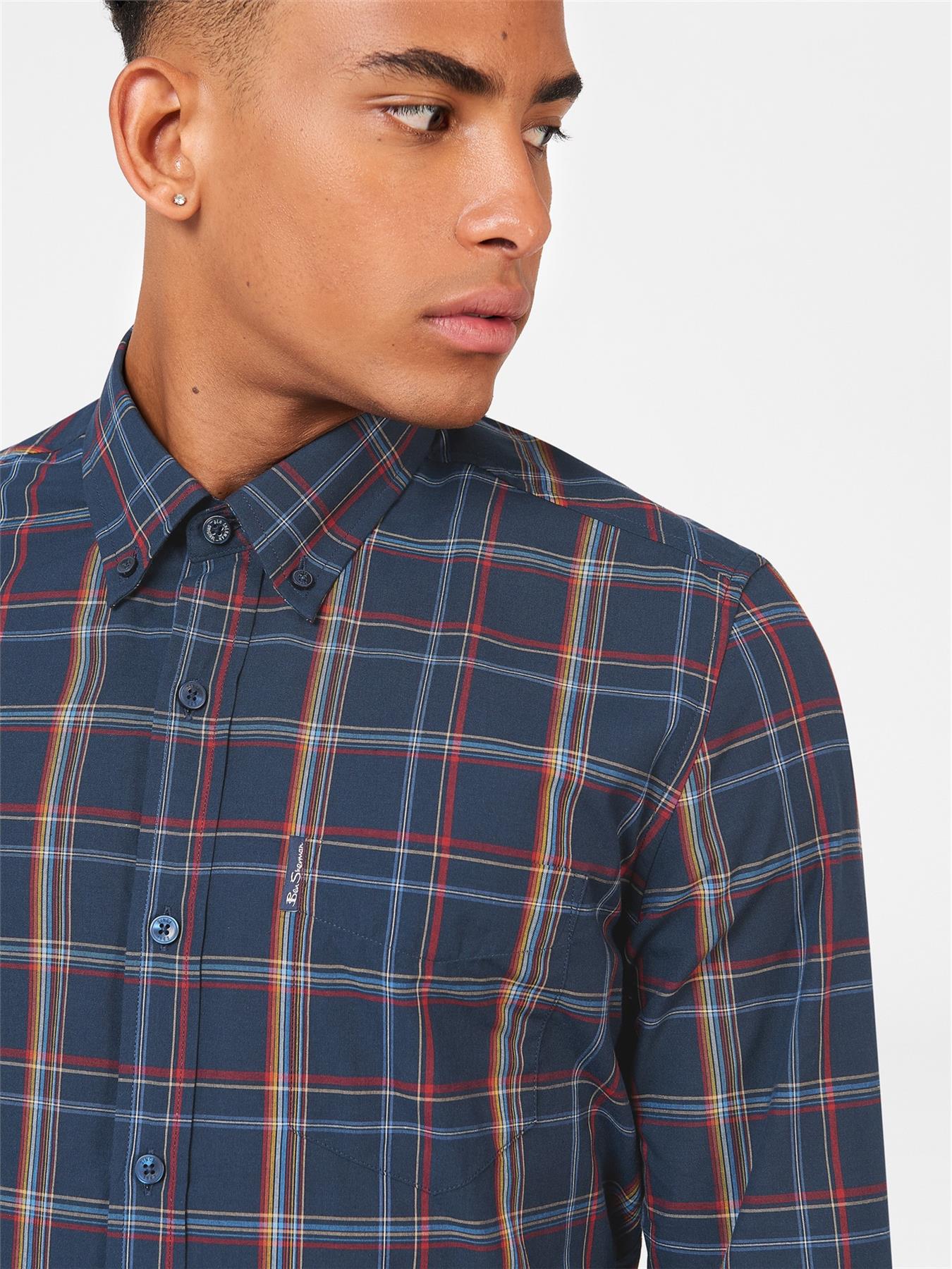 Ben Sherman Men's Short Sleeve Window Check Cotton Shirt Size 2Xl-5Xl