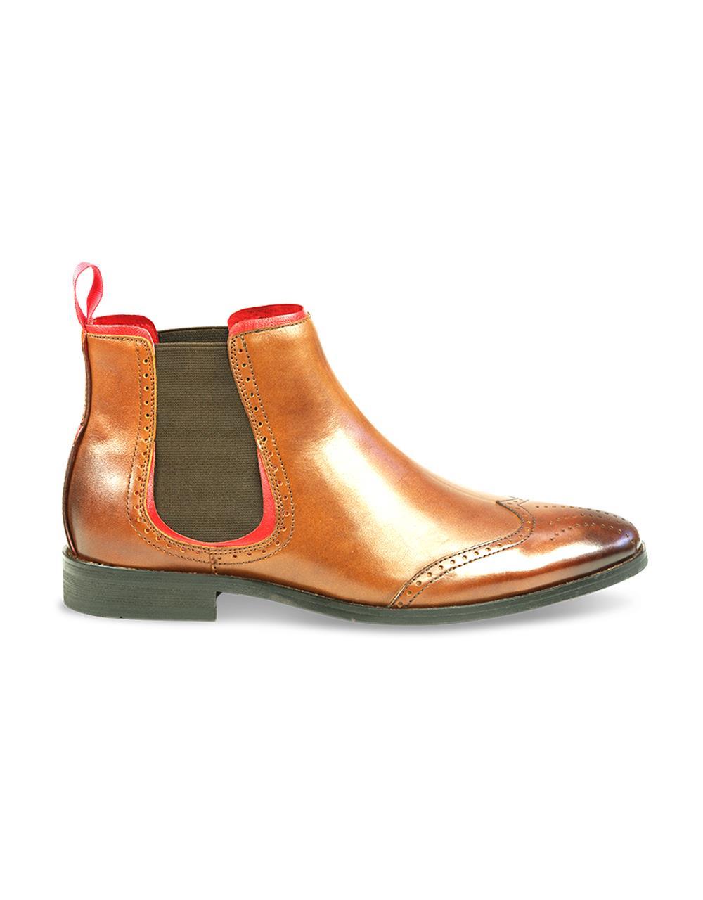 AZOR Mens Semi - Round Caesar Chelsea Boot Slip On Shoes Tan UK 7 to UK 12