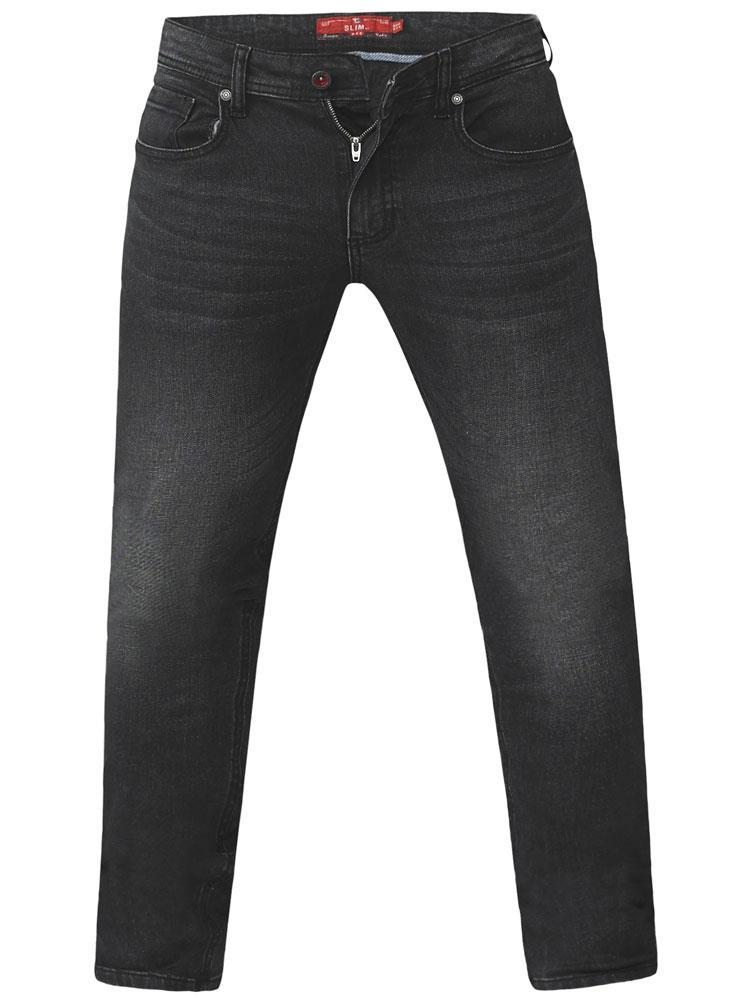 D555 Benson Tapered Fit Stretch Tall Size Jeans (T15496) 32-50, Grey Stonewash