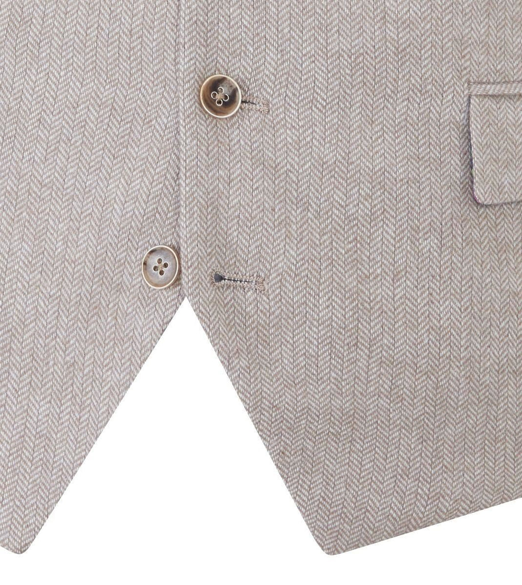 Skopes Men's Jude Waist Coat Herringbone in Stone 34 to 62 Regular