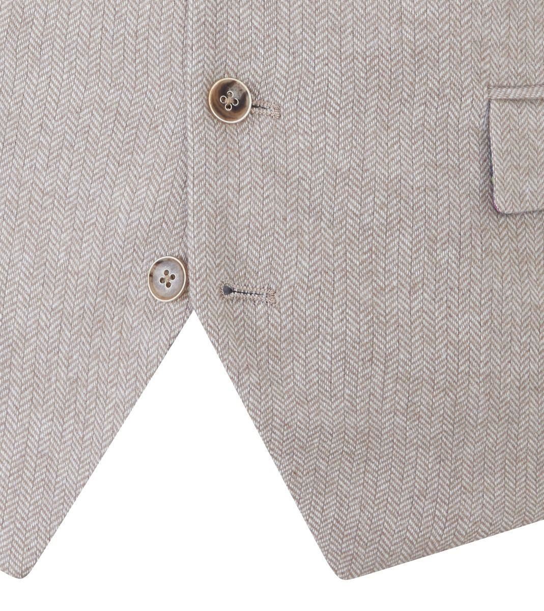 Skopes Men's Jude Waist Coat Herringbone in Stone 34 to 62 Regular