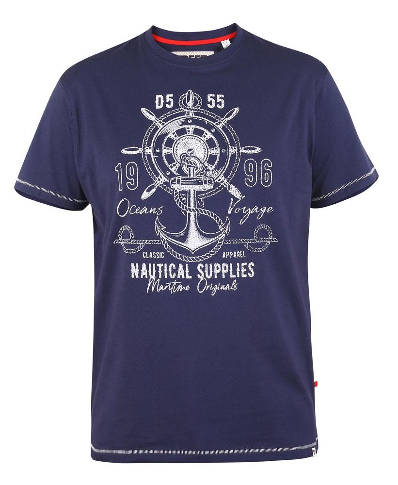 D555 Canterbury Printed Nautical Supplies Crew Neck Tee (601121) Size 3XL-6XL, Navy