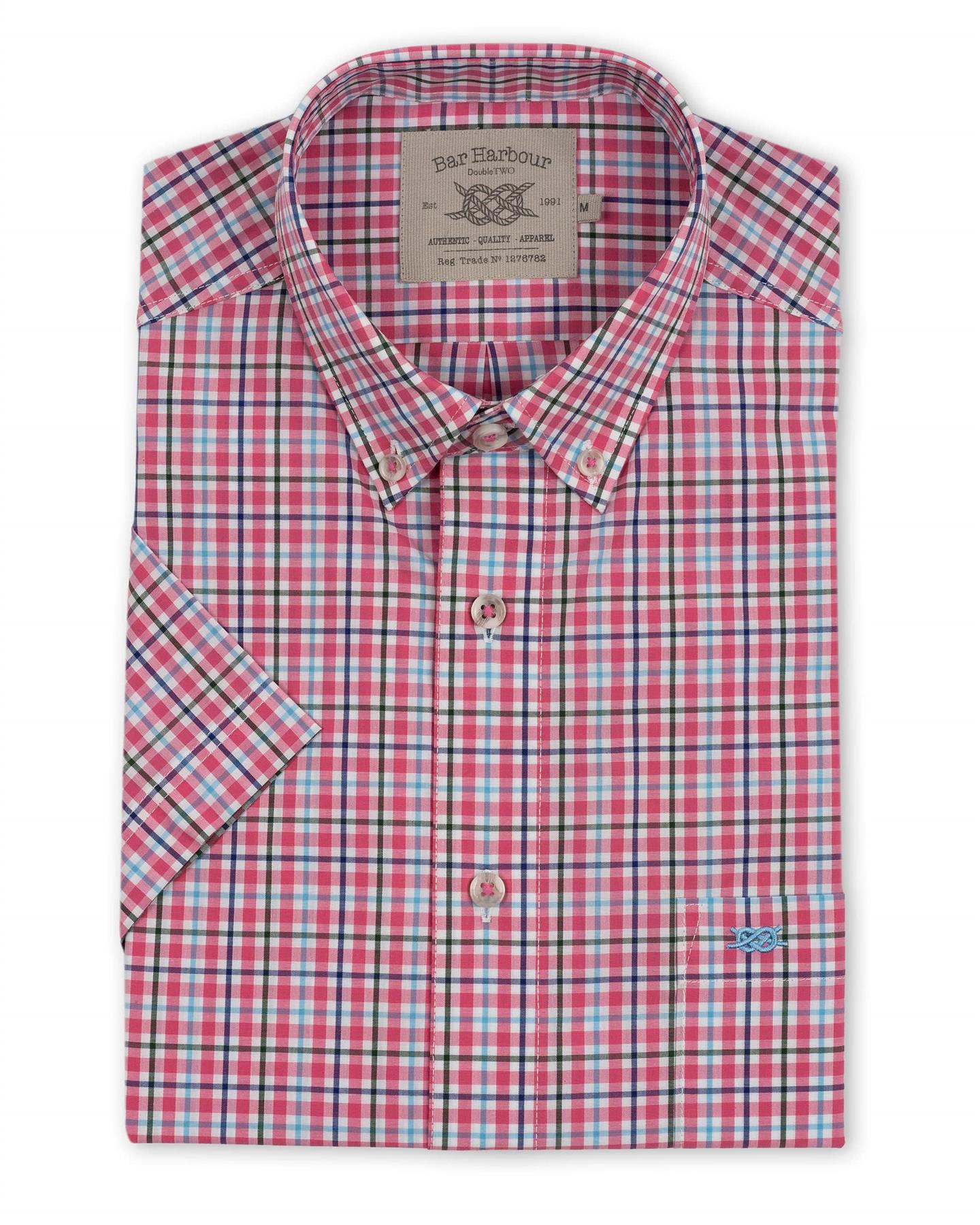 Bar Harbour Plus Size Short Sleeve Check Shirt In Pink Colour 2Xl-5Xl