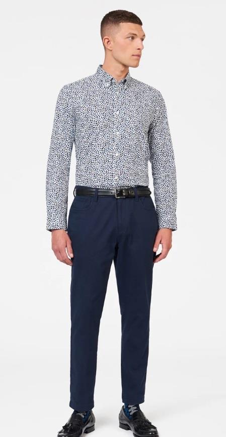 Ben Sherman Ditsy Floral Print Shirt for Mens 0074125IL in White, 2XL-5XL
