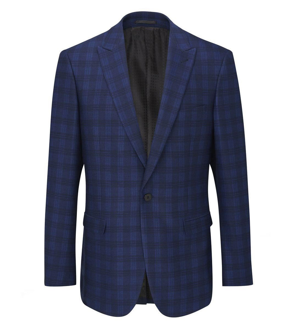 Skopes Men's Felix Slim Fit Check Jacket in Blue 38 to 48 Short to Long