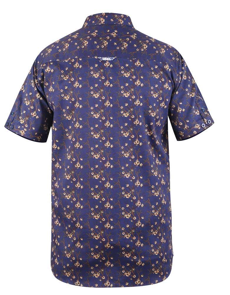 D555 Kingston Short Sleeve Floral Print Shirt With Hidden Button Down Collar And Pocket (101100) 2XL-6XL, Navy