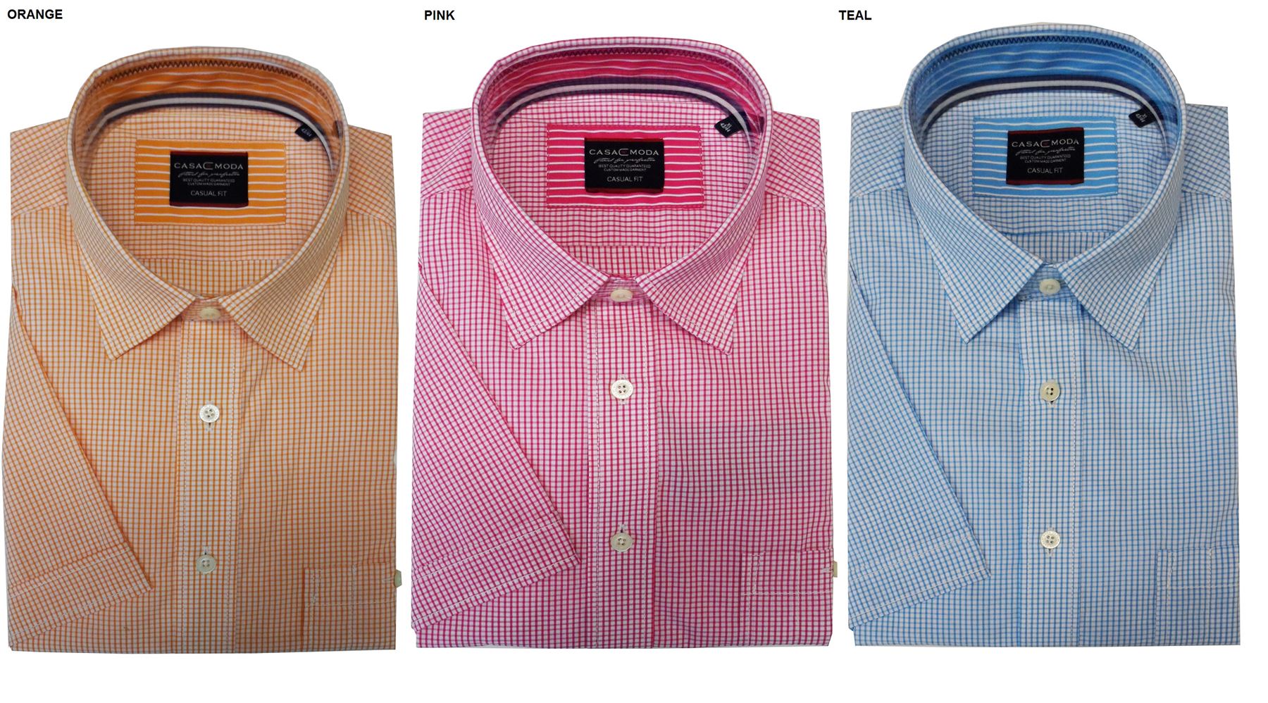 CASA MODA COTTON GINGHAM CHECK SHIRT WITH LAYERED COLLAR,SIZE XL-7XL, 3 OPTIONS