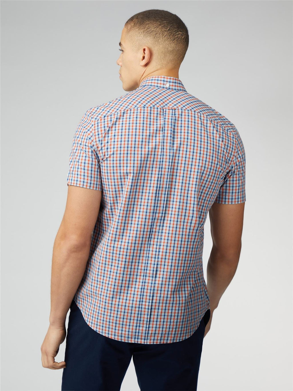 Ben Sherman Signature House Check Short Sleeve Shirt For Mens (0059144) in Pale Blue, 2XL-5XL