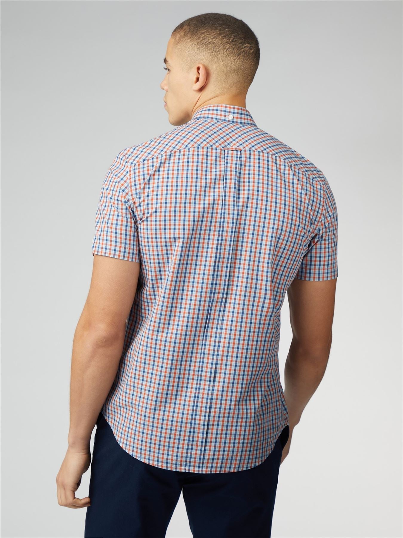 Ben Sherman Signature House Check Short Sleeve Shirt For Mens (0059144) in Pale Blue, 2XL-5XL