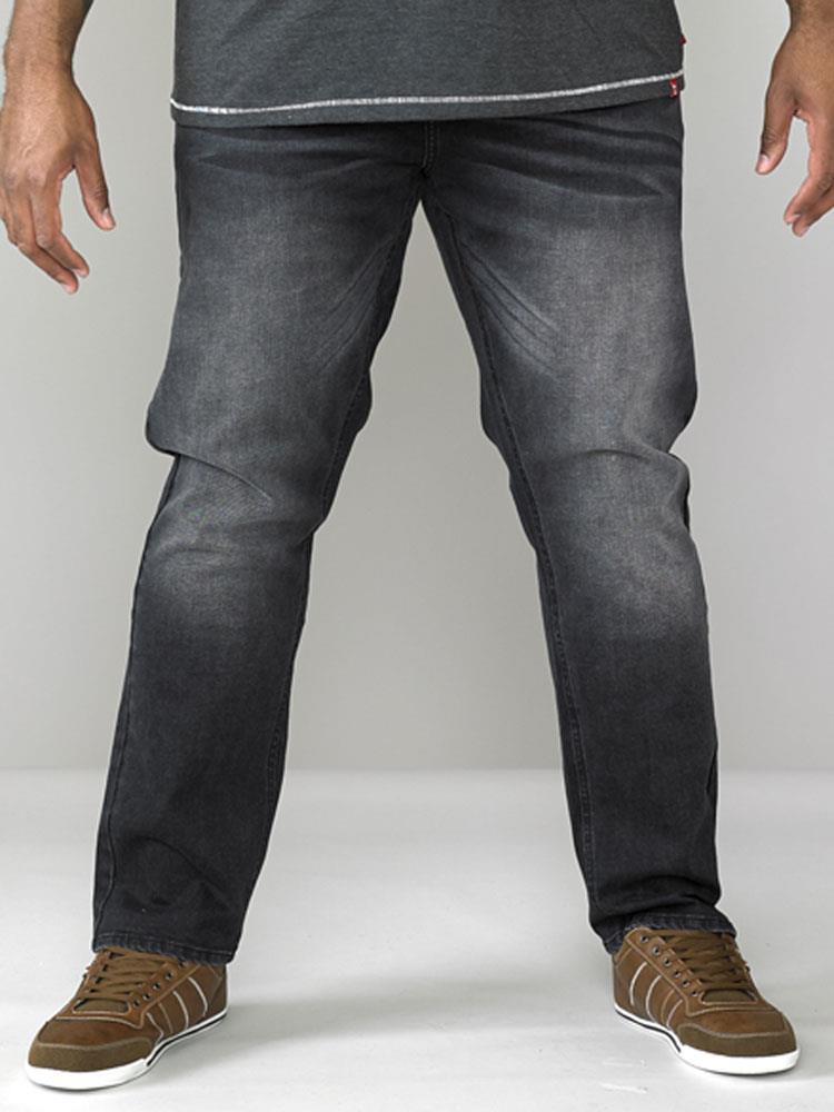 D555 Benson Tapered Fit Stretch Tall Size Jeans (T15496) 32-50, Grey Stonewash