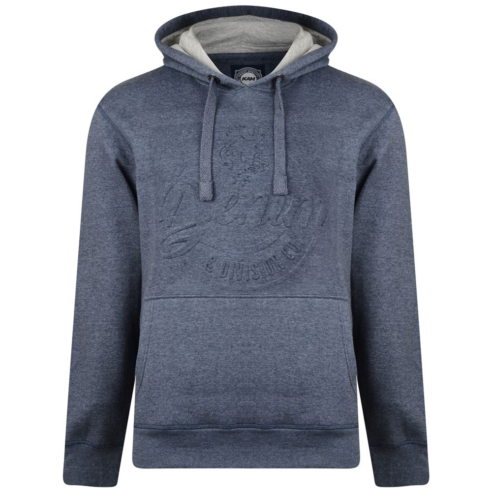 KAM Men's Embossed Denim Division Hooded Top (708)