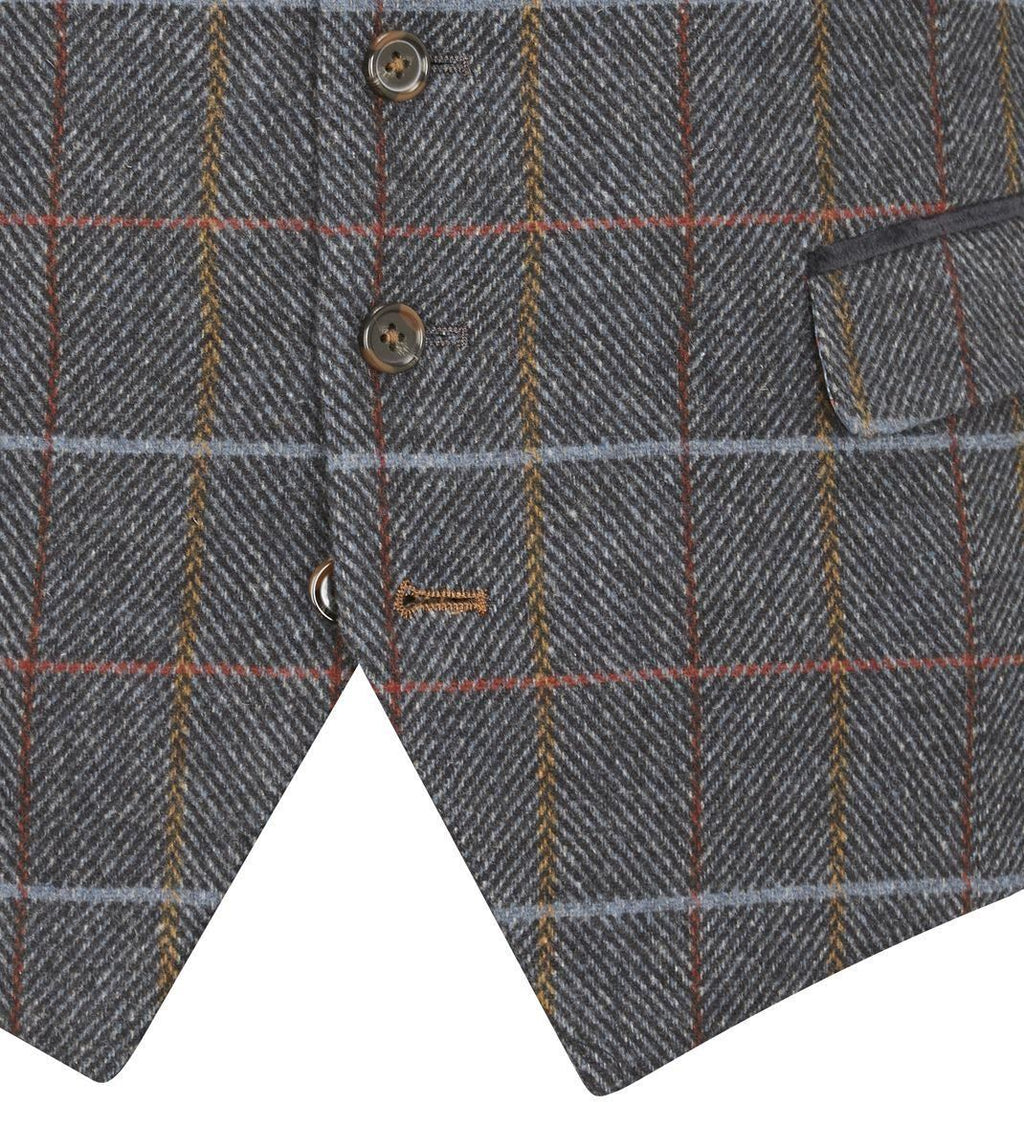 Skopes Men's Doyle Wool Blend Check Waist Coat in Grey 34 to 62 Regular